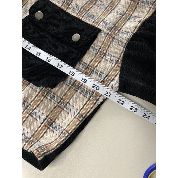 Shein Women's Black Tan Colorblock‎ Long Sleeve Button Up Cropped Jacket Size S - Picture 4 of 8